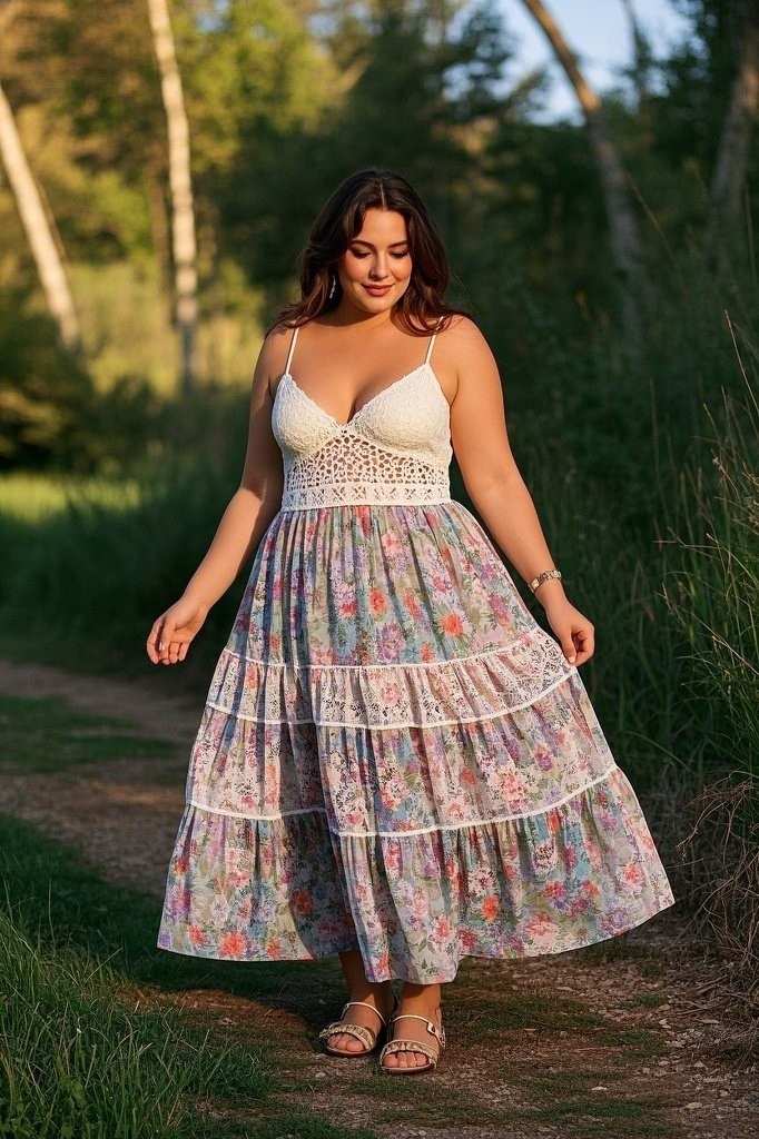 Tiered Skirt & Crochet Crop Top
