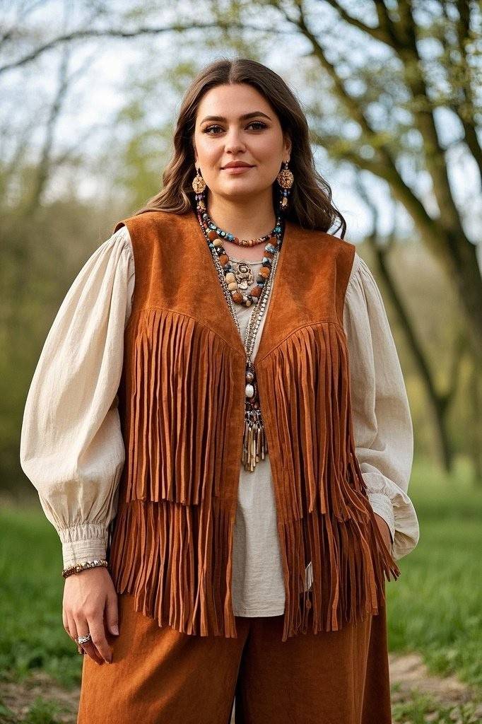 Peasant Blouse & Fringe Vest