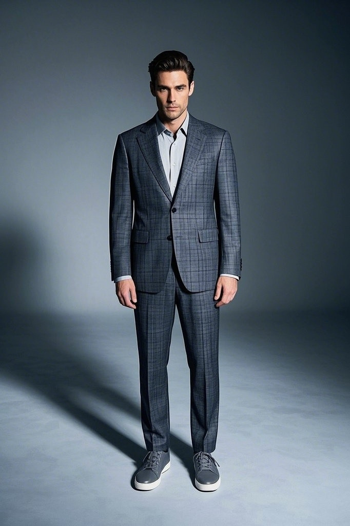 Subtly Checked Suit + Matching Monochrome Sneaker