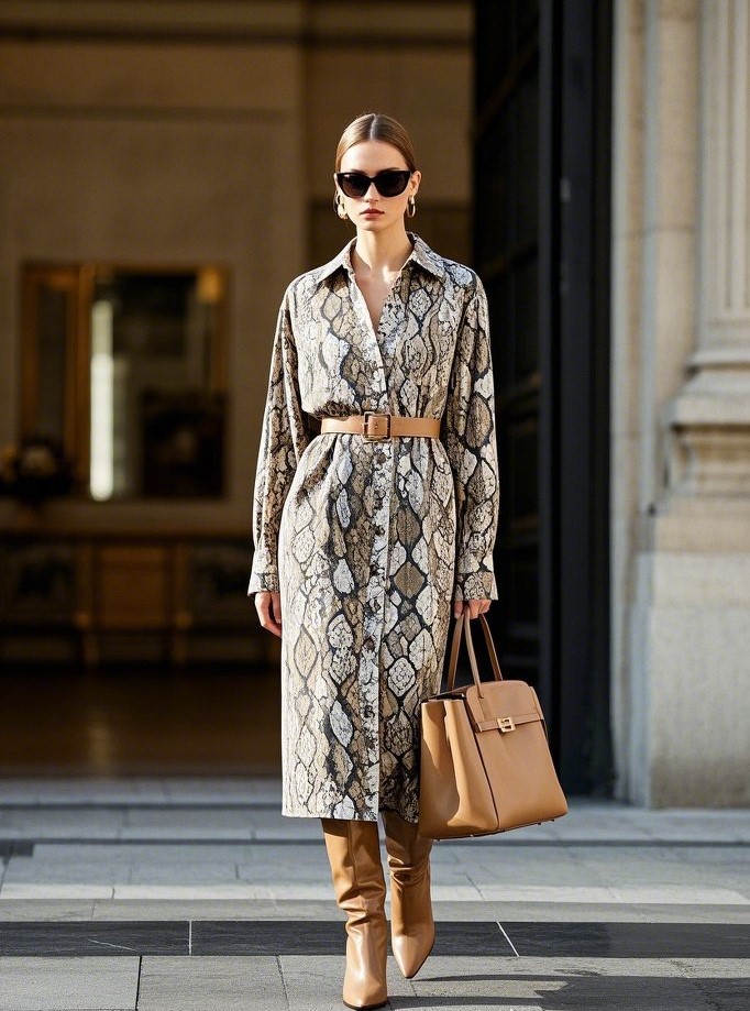 3. Snake Print Shirt Dress: Business Casual Goes Wild