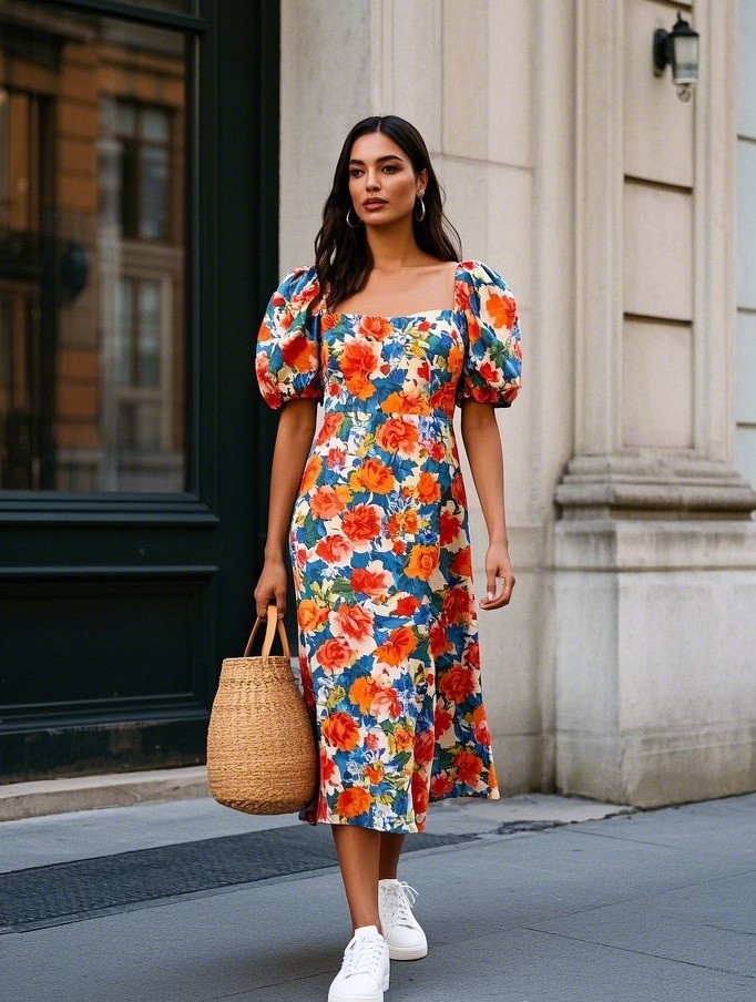 1. The Bold Floral Midi