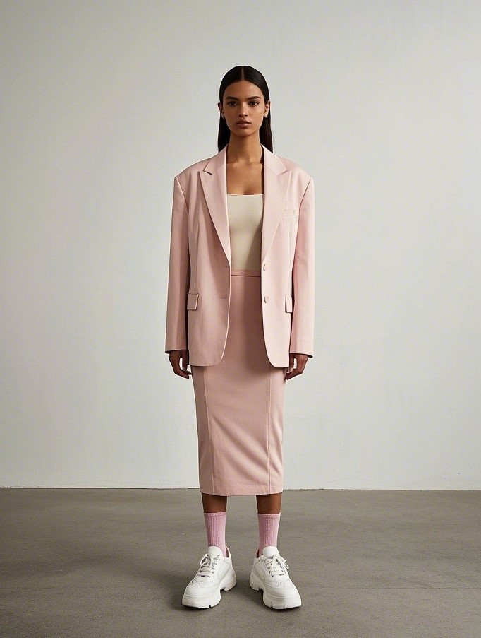 The Skirt Suit + Platform Sneakers