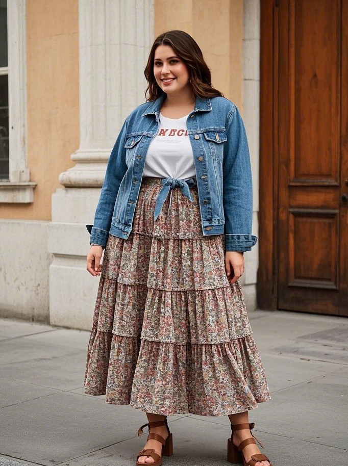 5. Tiered Midi Skirts + Graphic Tees