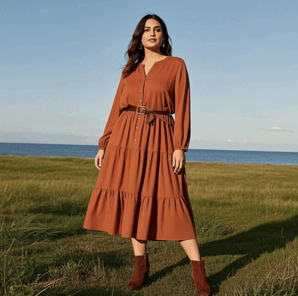 Tiered Midi in Earthy Tones