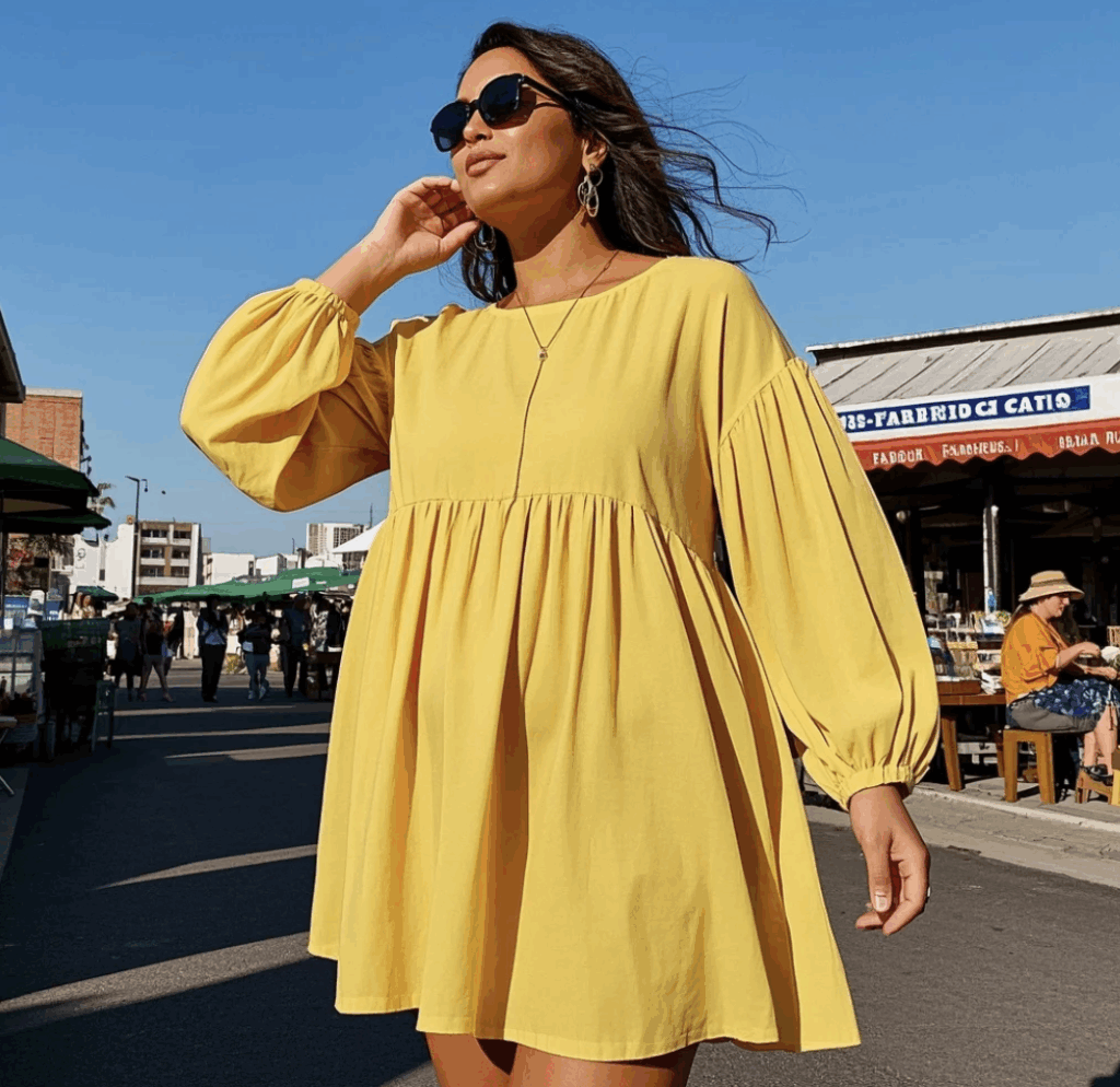 Balloon Sleeve Tunic Dress