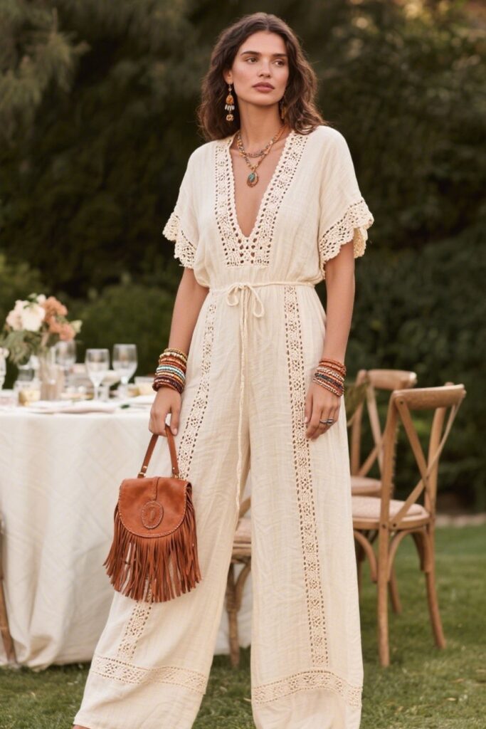 3. Boho-Chic Jumpsuit with Wide Legs
