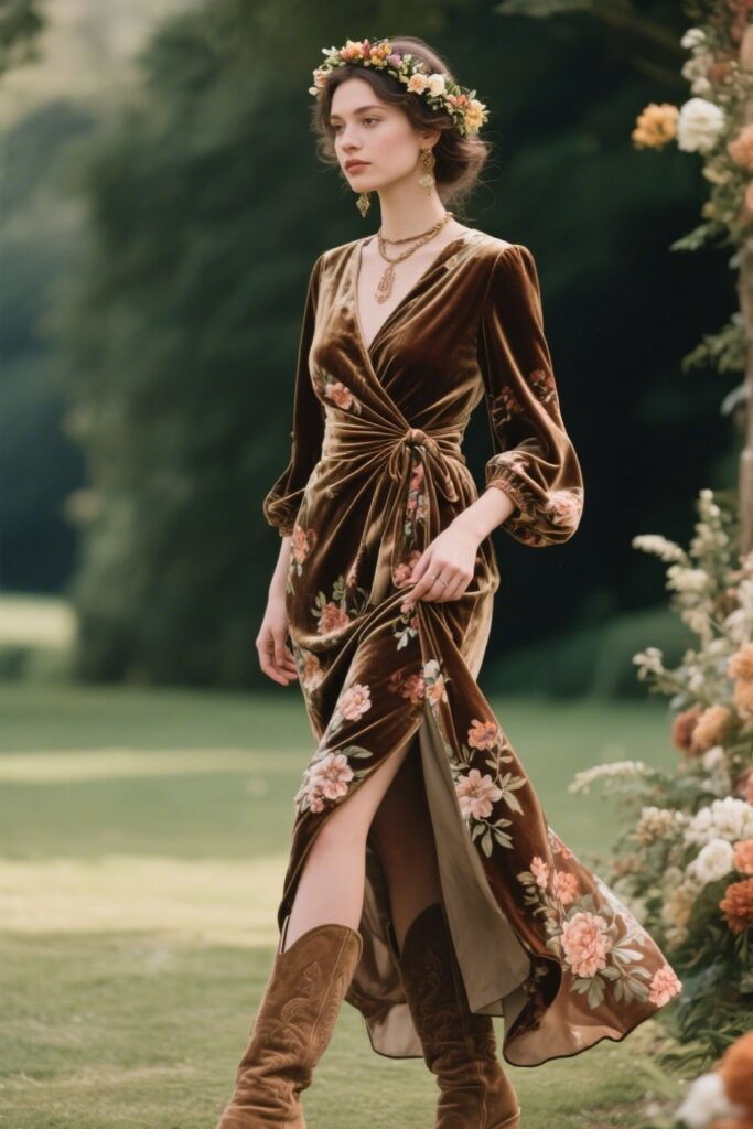 4. Vintage-Inspired Wrap Dress with Floral Motifs