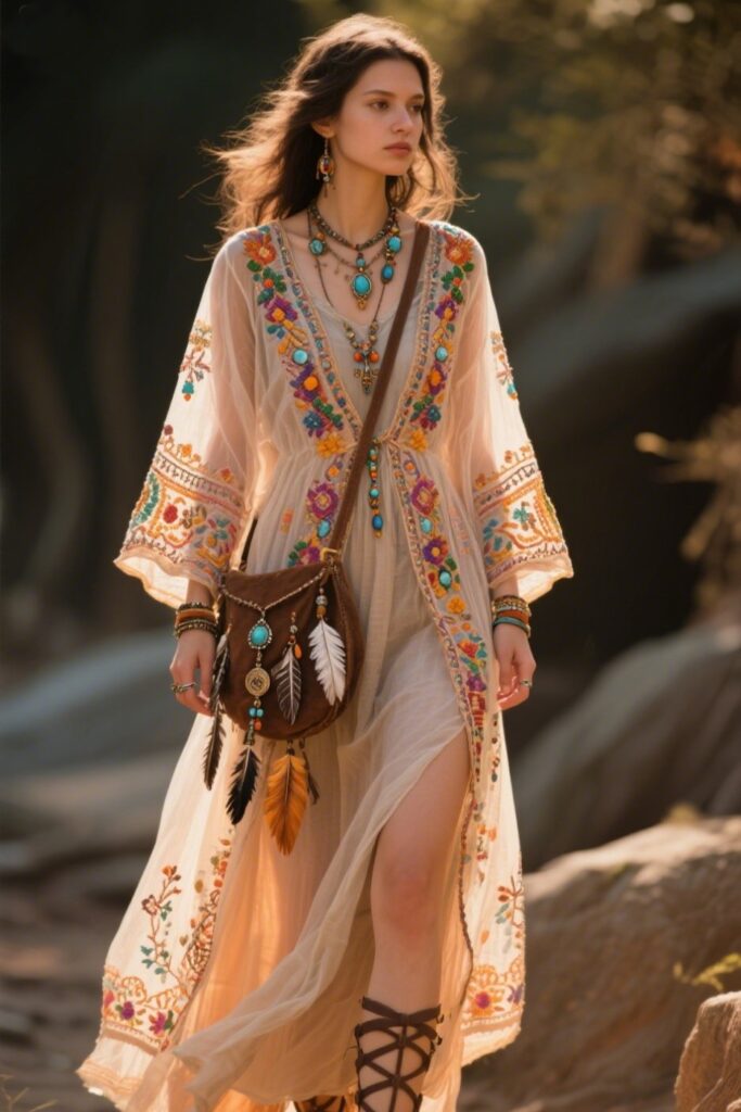 5. Embroidered Sheer Tunic Over Slip Dress