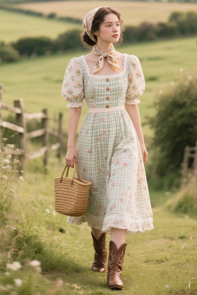 5. Vintage-Inspired Prairie Dress with Puff Sleeves