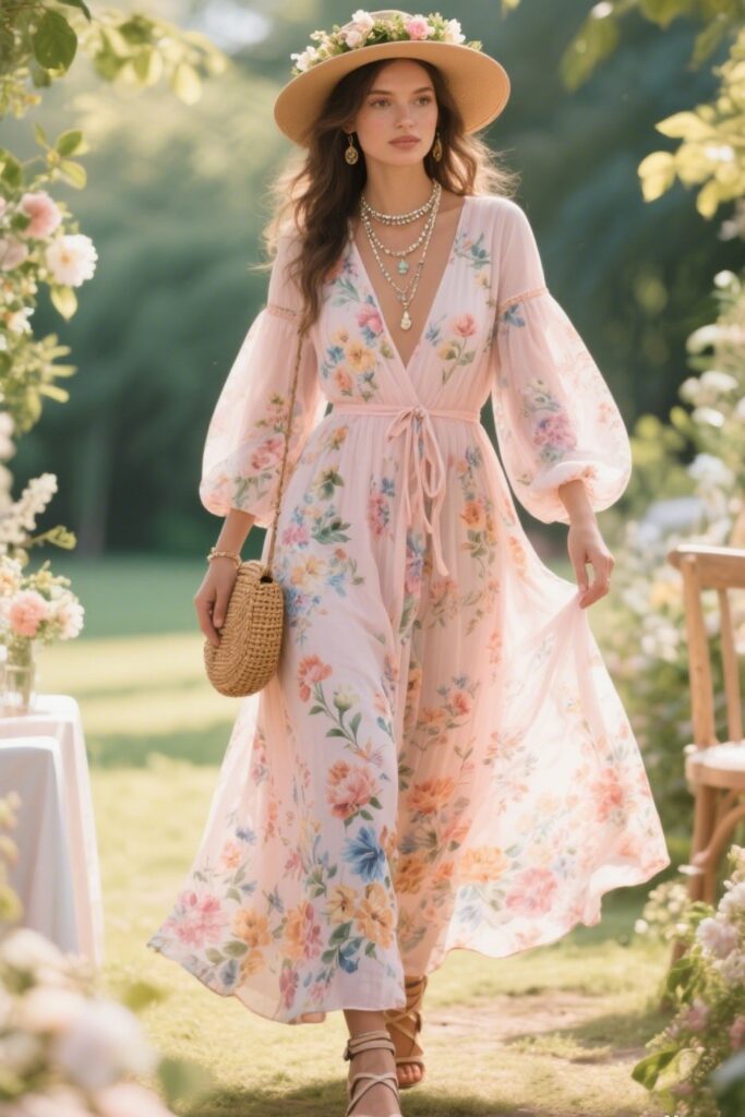 1. Flowing Floral Maxi Dress