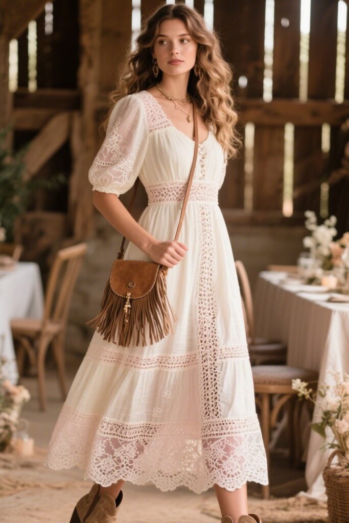 2. Lace-Detail Midi Dress