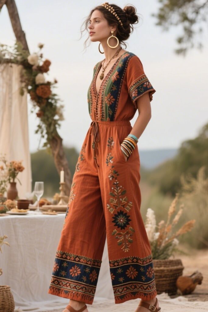 3. Wide-Legged Jumpsuit with Embroidery