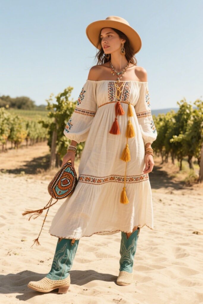 5. Off-Shoulder Peasant Dress