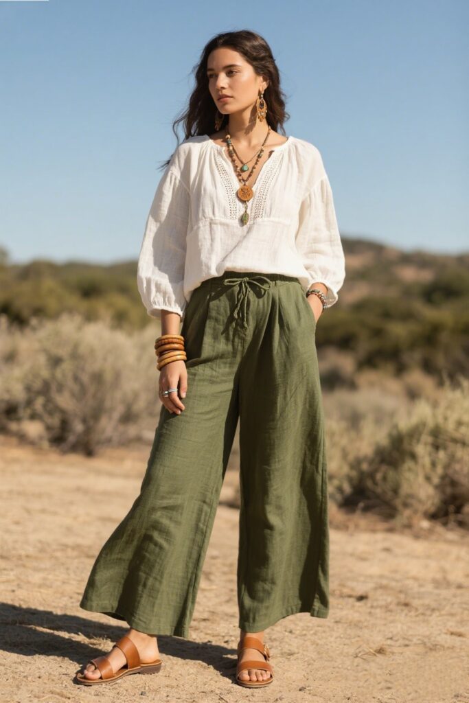 2. Natural Fabrics & Earthy Colors