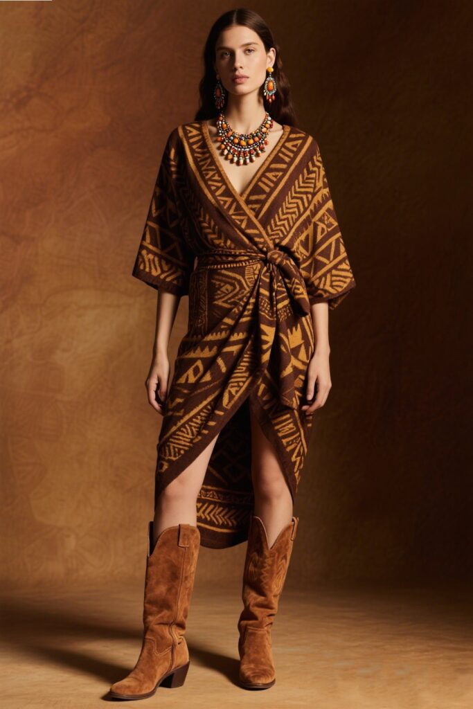 5. Wrap Dress + Suede Boots