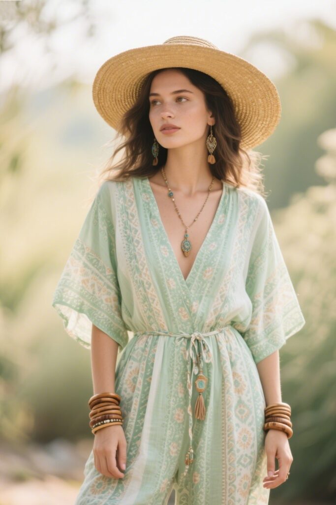 6. Boho Jumpsuit + Straw Hat