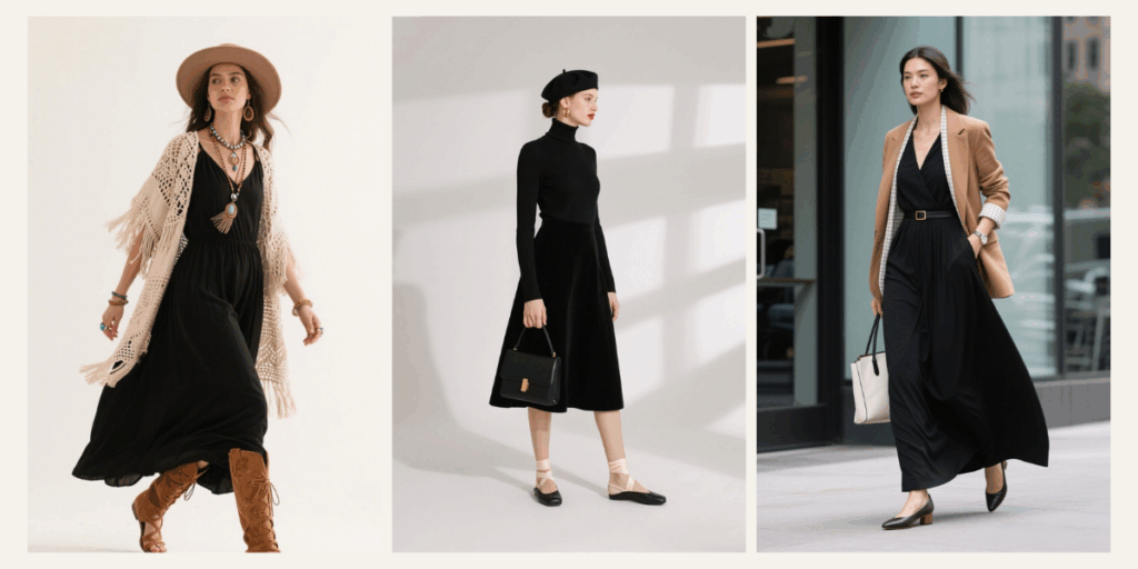 5 Creative Ways to Style a Black Maxi Dress