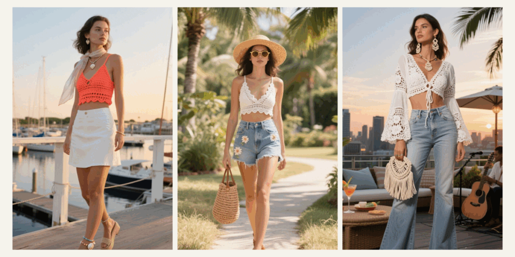 Tropical Looks with Crochet Tops: 10 Light, Breezy Outfit Ideas