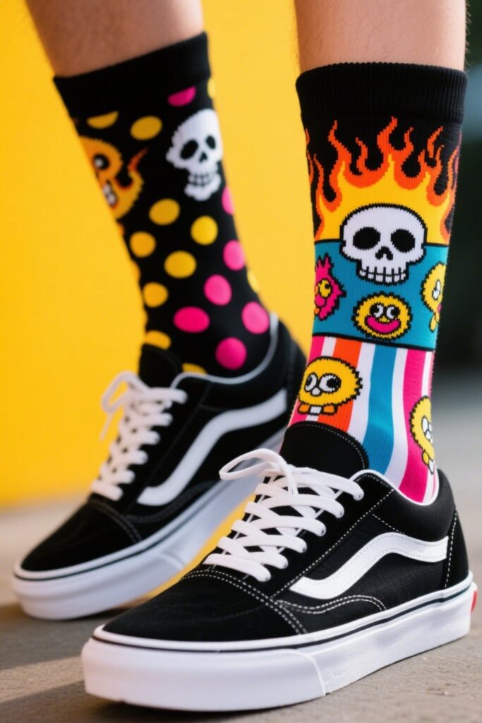 5. Patterned or Graphic Socks – Express Yourself