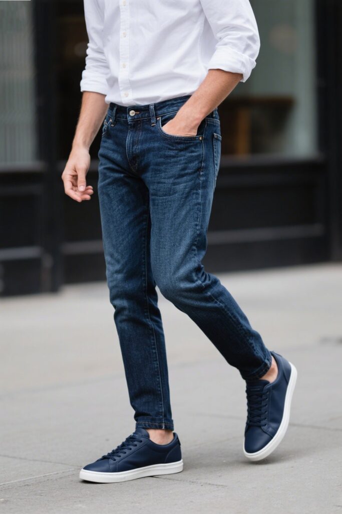 4. Navy Sneakers – Monochrome, But Make It Interesting