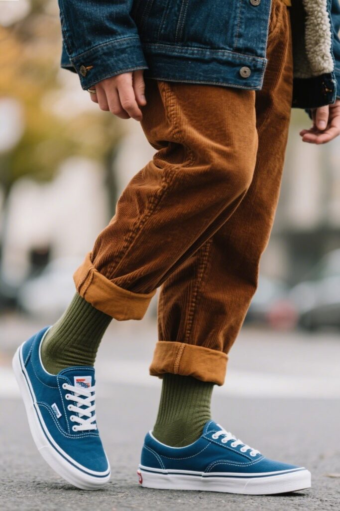 5. Earth-Toned Socks – For a Grounded Look