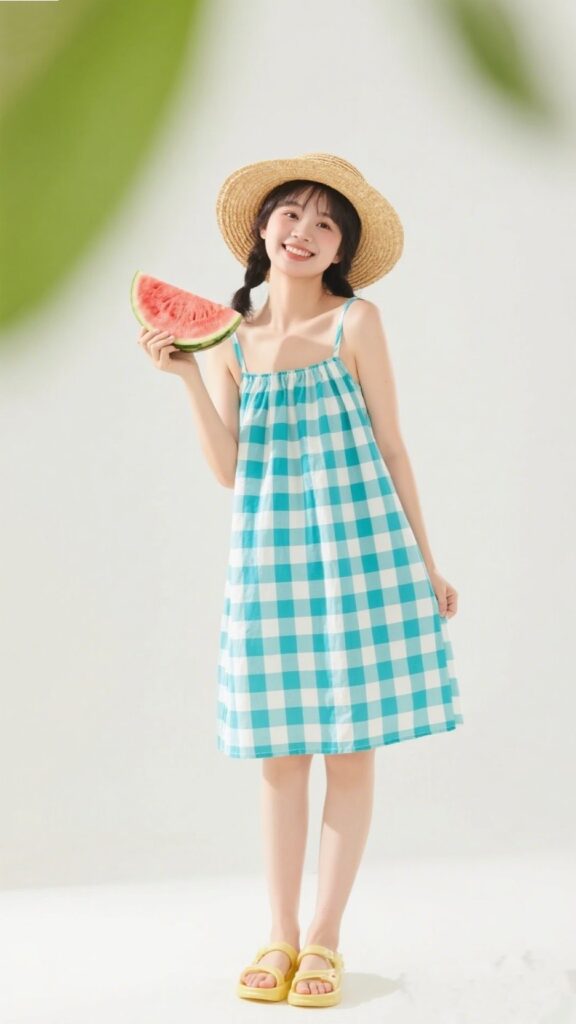 8. Sleeveless Babydoll Sundress in Gingham 🍉💫