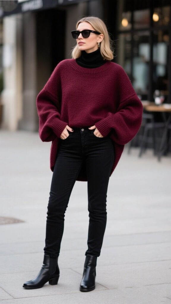 5. 🍷 Wine Tones & Chelsea Boots