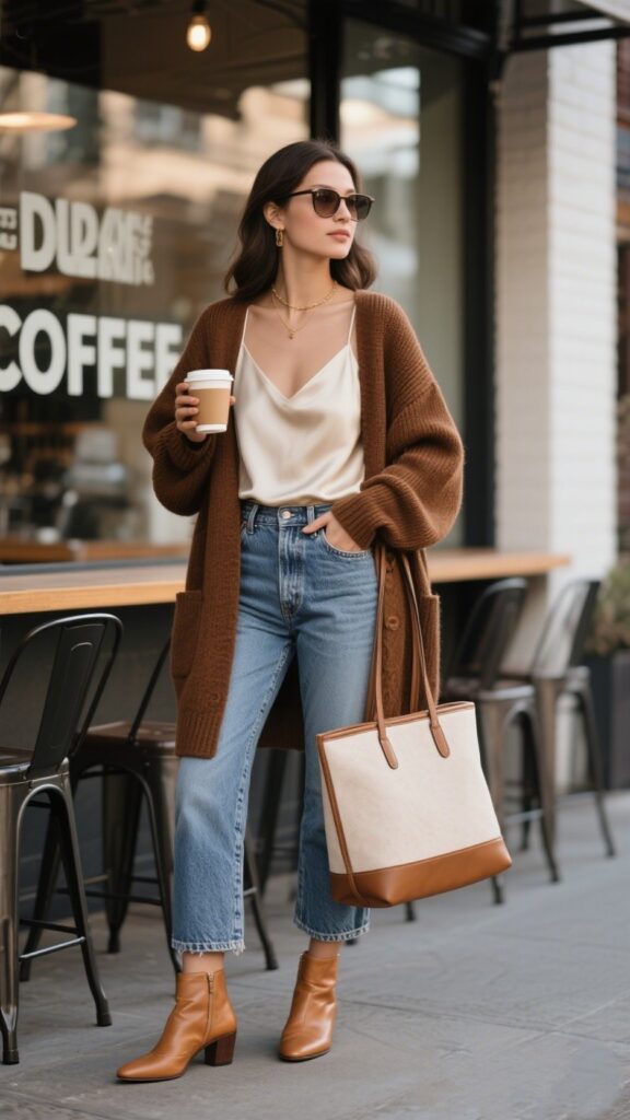 2. ☕ Cafe Chic with Ankle Booties