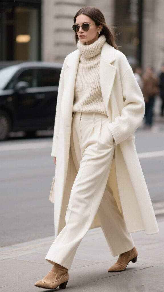 1. Monochrome Layering in Cream & Beige 🥛