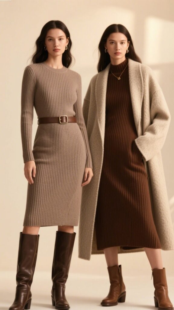 3. Knit Dresses in Taupe & Mocha 🍫