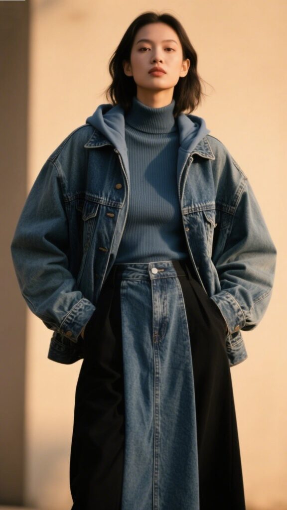 3. The Oversized Denim Jacket Layering Trick