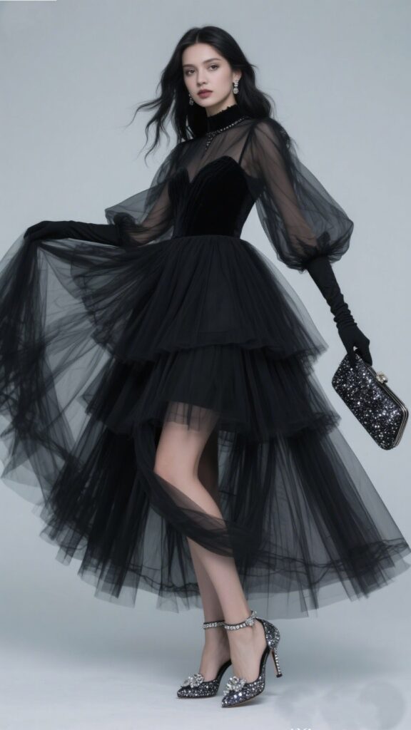 6. The Black Tulle Dress – “Dark Fairytale”