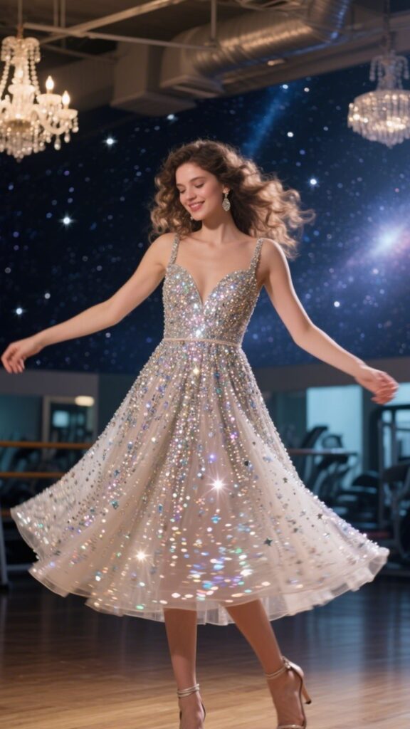 10. The Embellished A-Line Dress – “Dancing Under the Stars”