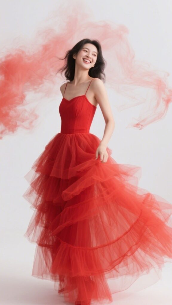 4. The Cherry Red Tulle Dress – “Dancing Flame”