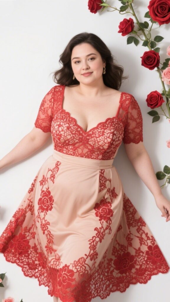 9. The Lace Overlay Cocktail Dress – “Romantic Scarlet”