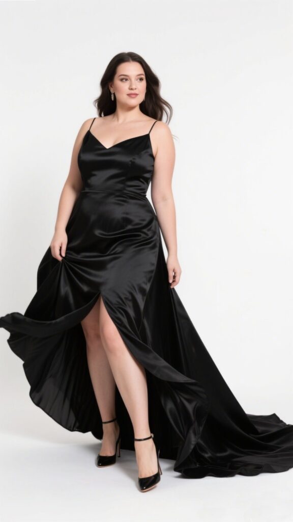 10. The High-Low Satin Gown – “Dramatic Grace”