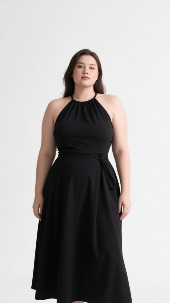 5. The Halter Neck Fit-and-Flare – “Youthful Elegance”