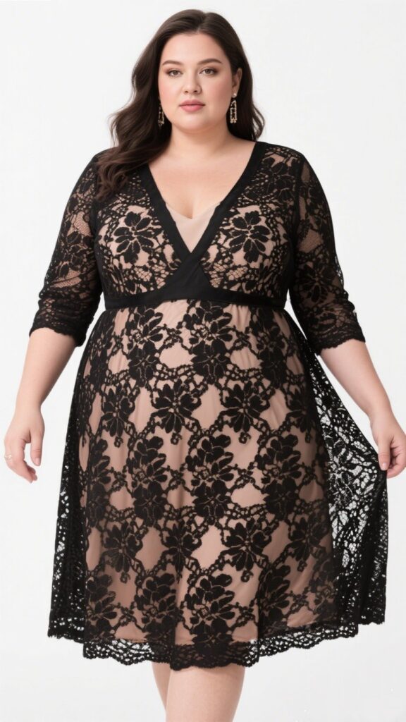 9. The Black Lace Overlay Dress – “Romantic Edge”