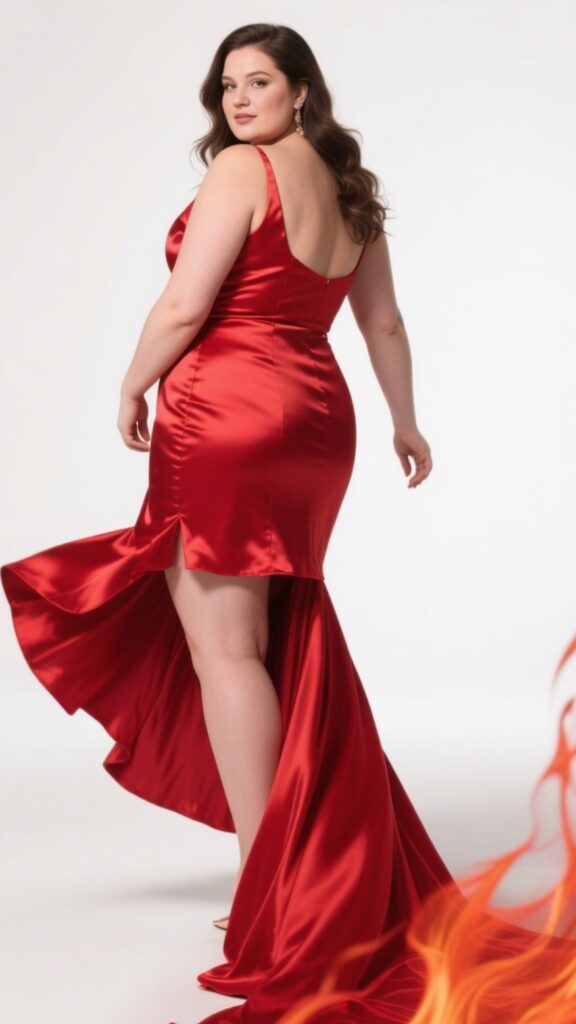 10. The High-Low Satin Dress – “Dramatic Flame”