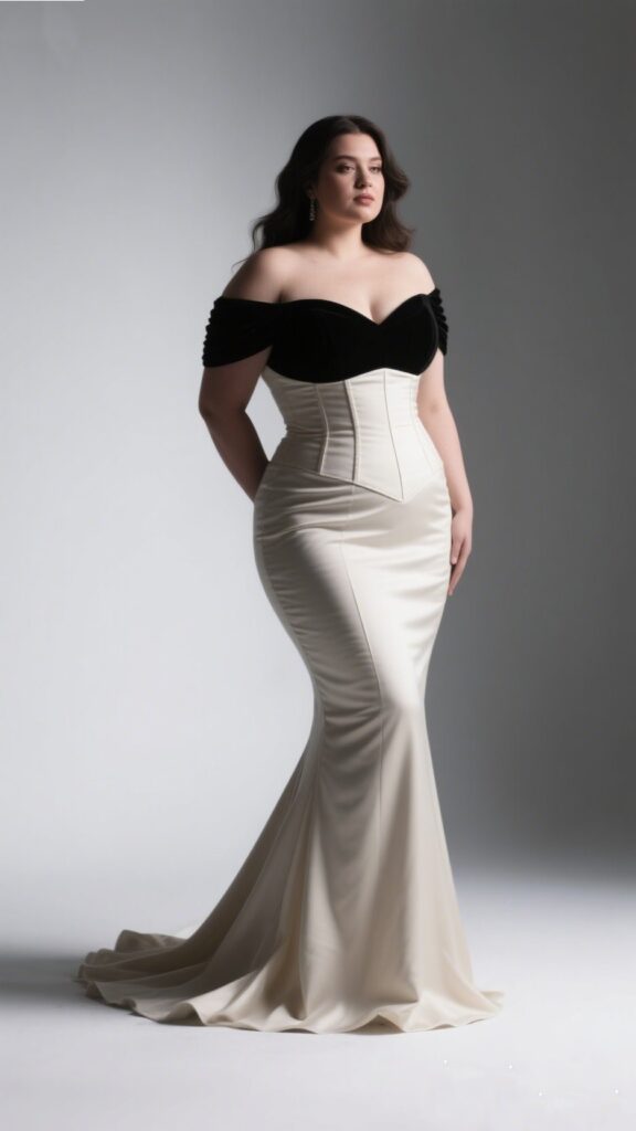 2. The Off-Shoulder Mermaid Gown – “Sculpted Elegance”