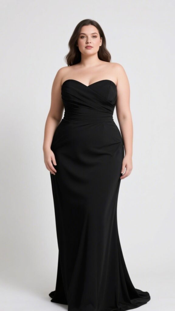 7. The Strapless Empire Waist Gown – “Goddess Flow”